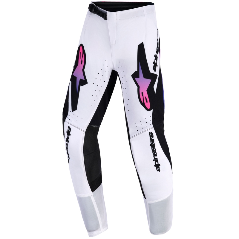 Dětské motokrosové kalhoty Alpinestars Supertech Vista bílo-fialovo-černé