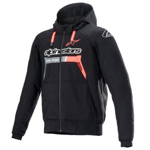 Mikina na motorku Alpinestars Chrome Ignition hoodie černo-červeno fluo-šedo-bílá