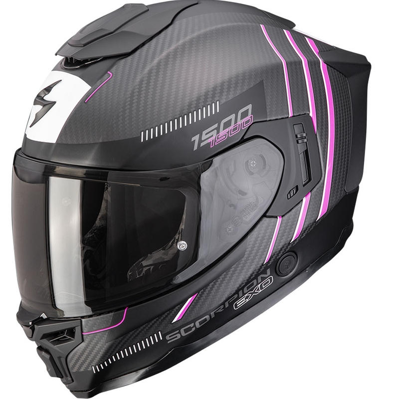 Integrální helma na motorku Scorpion EXO-1500 Carbon Air Zity matná černo-růžová