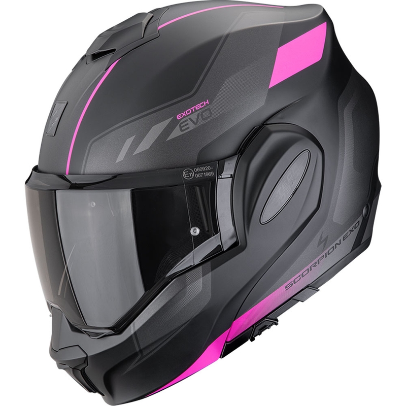 Překlápěcí helma na motorku Scorpion EXO-TECH EVO Socius matná černo-růžová