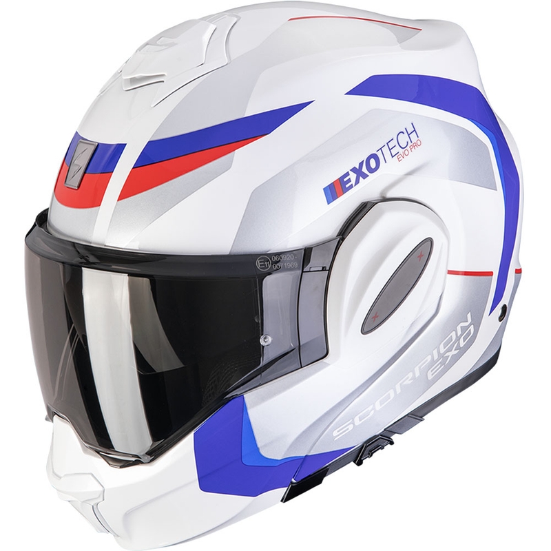 Překlápěcí helma na motorku Scorpion EXO-TECH EVO PRO Accuti bílo-modro-červená