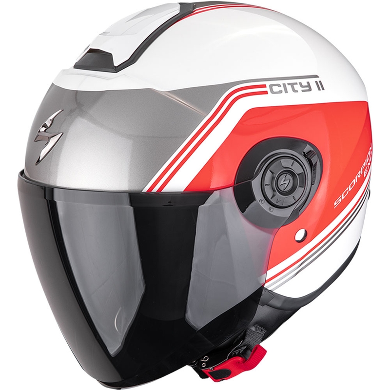 Otevřená helma na motorku Scorpion EXO-CITY II Vita bílo-červená
