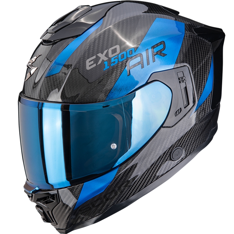 Integrální helma na motorku Scorpion EXO-1500 Carbon Air Platted černo-modrá