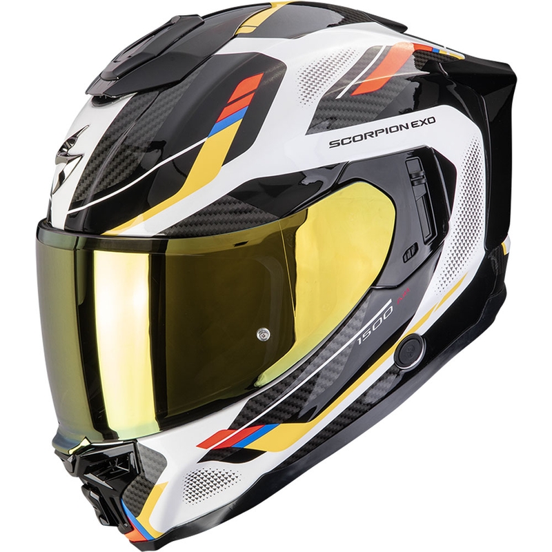 Integrální helma na motorku Scorpion EXO-1500 Air Sleek bílo-modro-žlutá