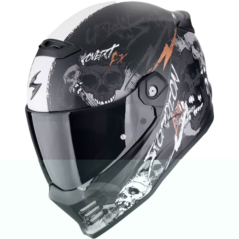 Integrální helma na motorku Scorpion COVERT FX SKULLZ matná černo-šedo-zlatá