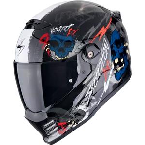 Integrální helma na motorku Scorpion COVERT FX SKULLZ černo-šedo-červená