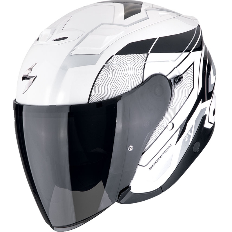 Otevřená helma na motorku Scorpion EXO-Z1 VUE bílo-černo-stříbrná