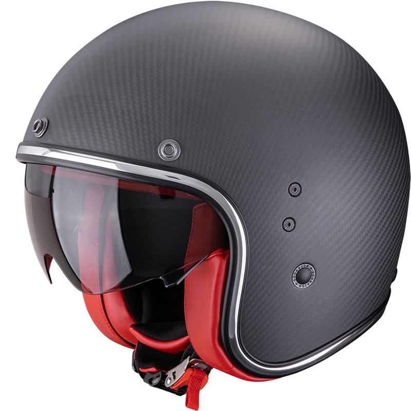 Otevřená helma na motorku Scorpion Belfast EVO Carbon Solid matná černo-červená