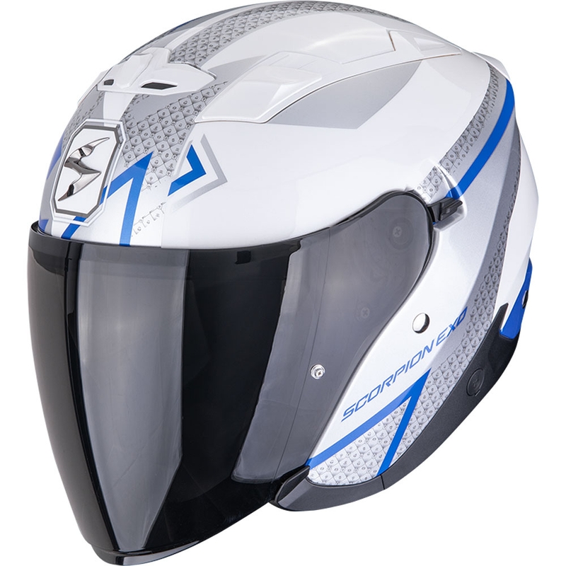 Otevřená helma na motorku Scorpion EXO-230 Loop bílo-modrá