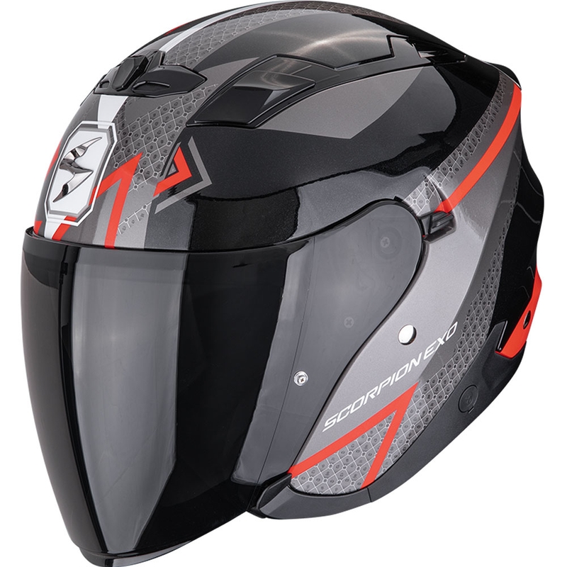 Otevřená helma na motorku Scorpion EXO-230 Loop metalická černo-červená