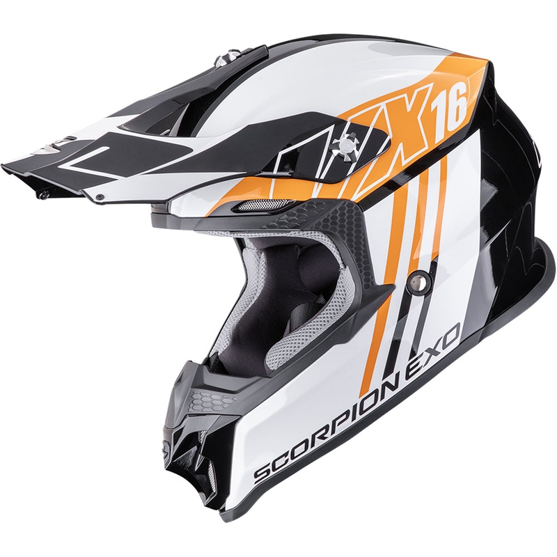 Motokrosová helma Scorpion VX-16 EVO Air Lignes černo-oranžová