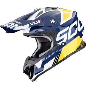 Motokrosová helma Scorpion VX-16 EVO Air Analog bílo-modro-žlutá
