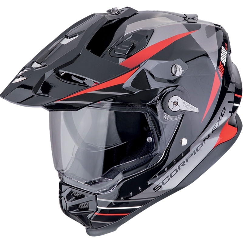 Enduro helma Scorpion ADF-9000 Air Feat černo-stříbrno-červená