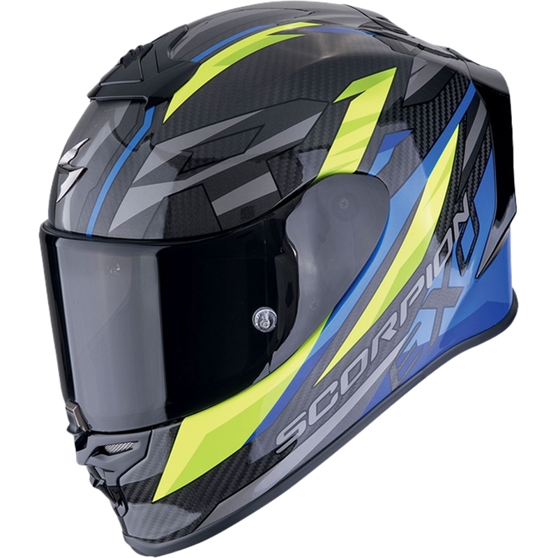 Integrální helma na motorku Scorpion EXO-R1 EVO CARBON AIR RUNNER černo-modro-fluo žlutá