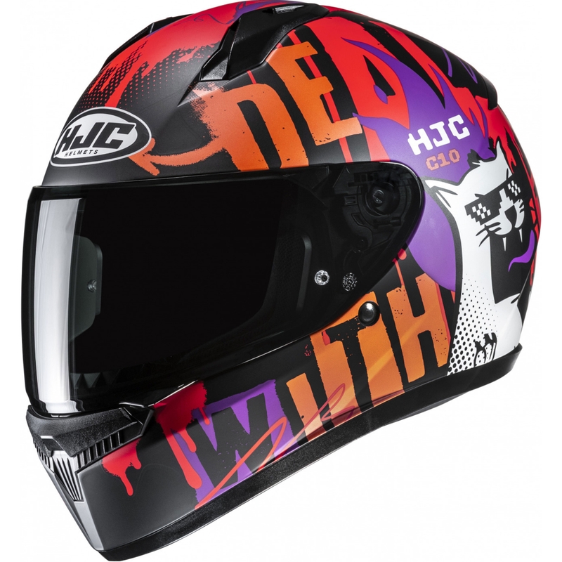 Dětská integrální helma na motorku HJC C10 Fop MC7SF černo-oranžovo-fialová