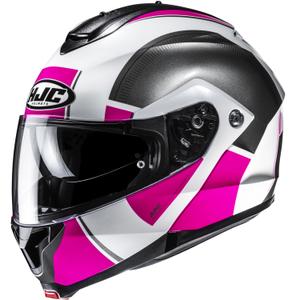 Výklopná helma na motorku HJC C91N Jyn MC8 černo-bílo-růžová