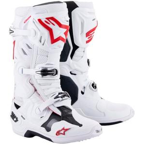 Boty na motorku Alpinestars Tech 10 Supervented Perforované bílo-červeno-černé