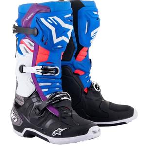 Boty na motorku Alpinestars Tech 10 Supervented Perforované modro-fialovo-růžovo-bílo-šedo-černé