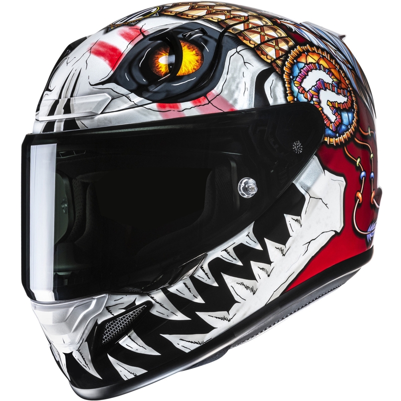 Integrální helma na motorku HJC RPHA 12 Skully MC1 bílo-červená