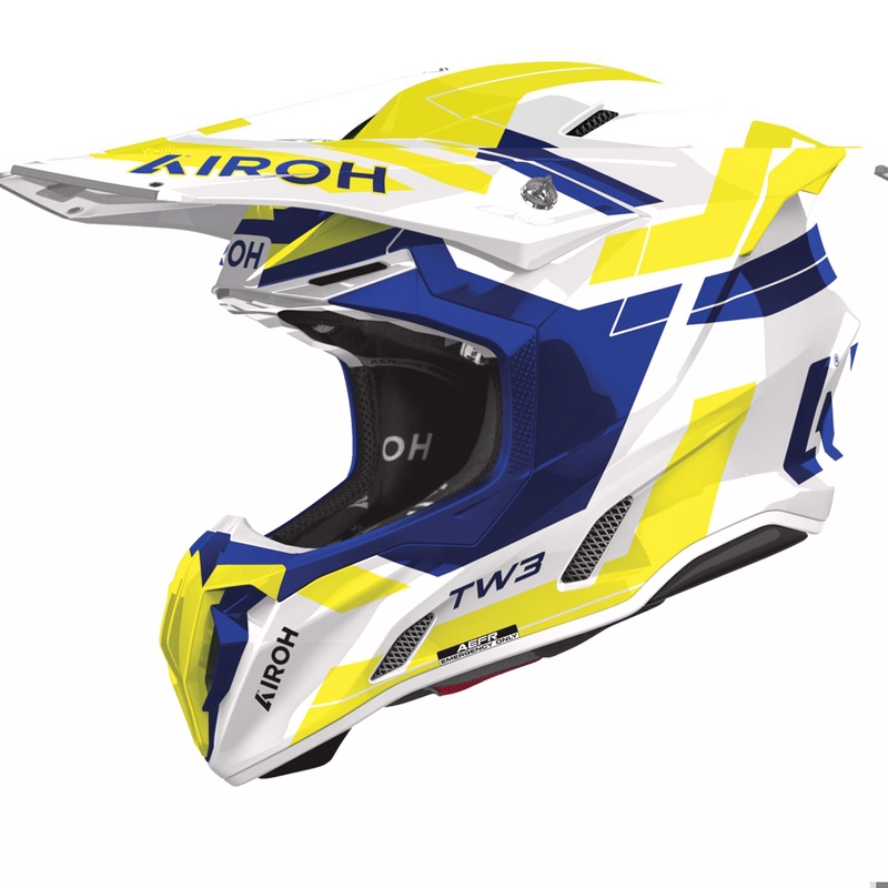 Motokrosová helma Airoh Twist 3 Dynasty lesklá modro-fluo žlutá