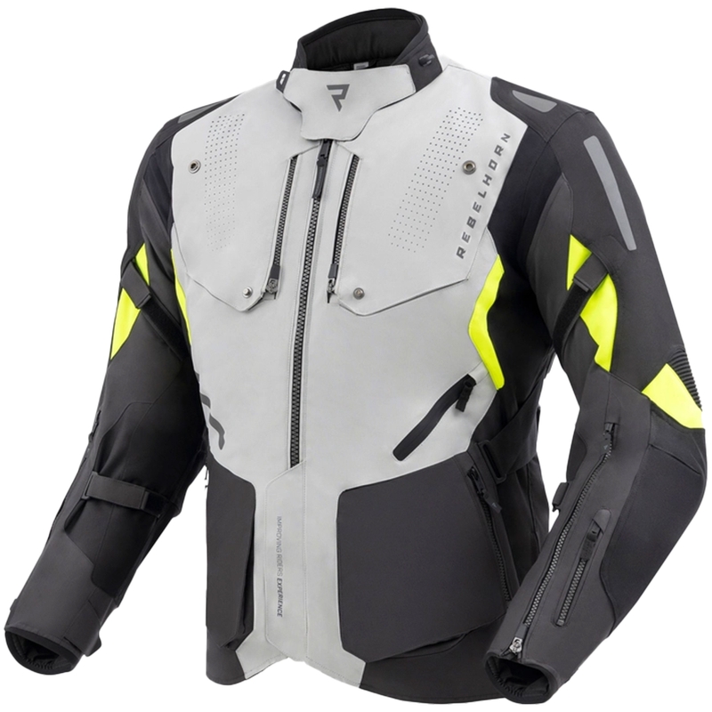 Bunda na motorku Rebelhorn Hiker IV černo-šedo-fluo žlutá