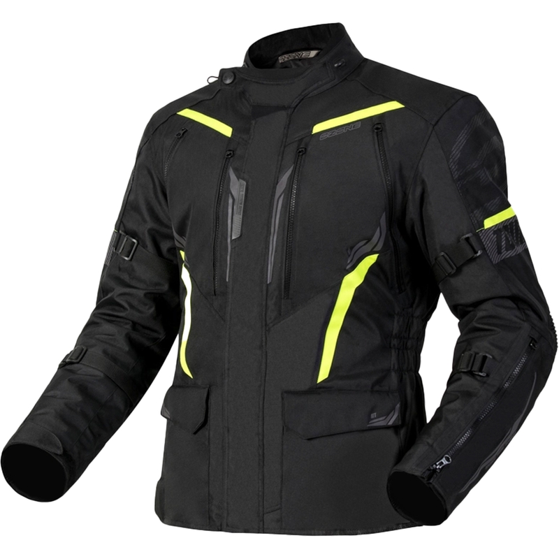 Bunda na motorku Ozone Tour III černo-antracitovo-fluo žlutá