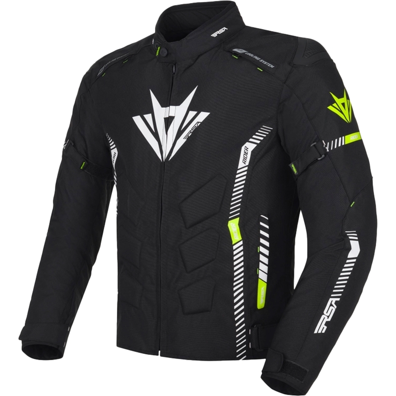 Bunda na motorku RSA Rider černo-bílo-fluo žlutá