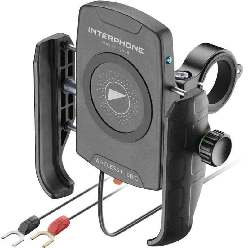 Držák telefonu Interphone Crab s bezdrátovým nabíjením a USB-C černý