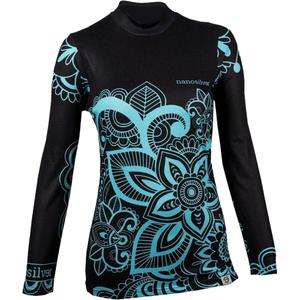 Dámské termo triko nanosilver® Flower tyrkysové - dlouhý rukáv