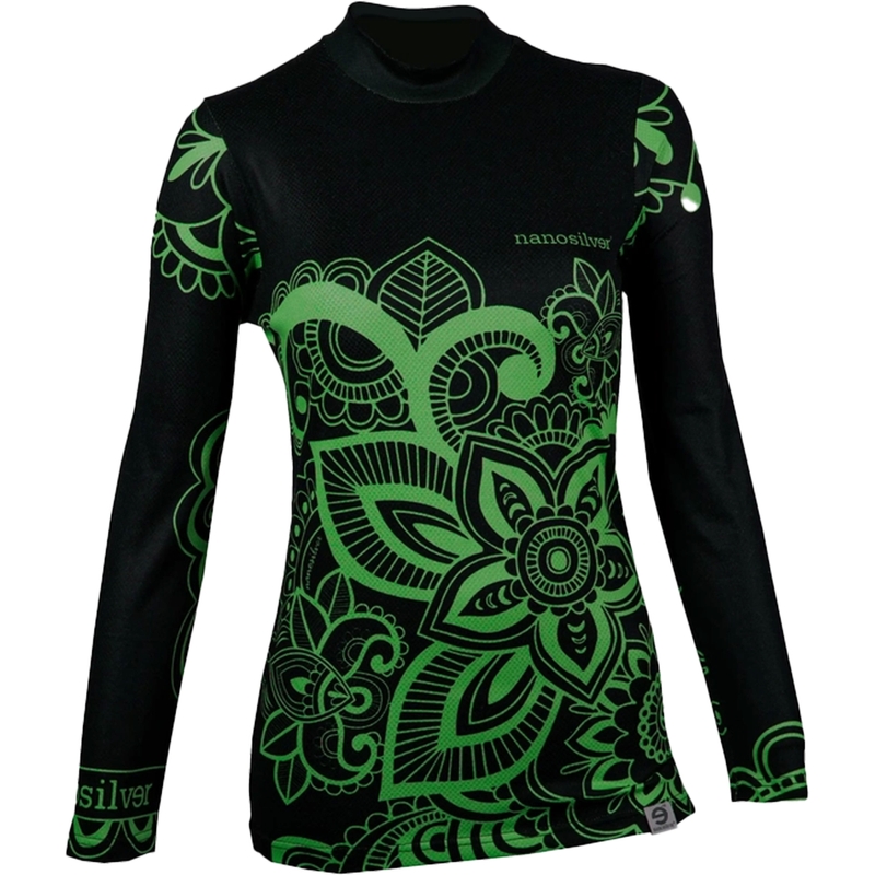 Dámské termo triko nanosilver® Flower zelené - dlouhý rukáv