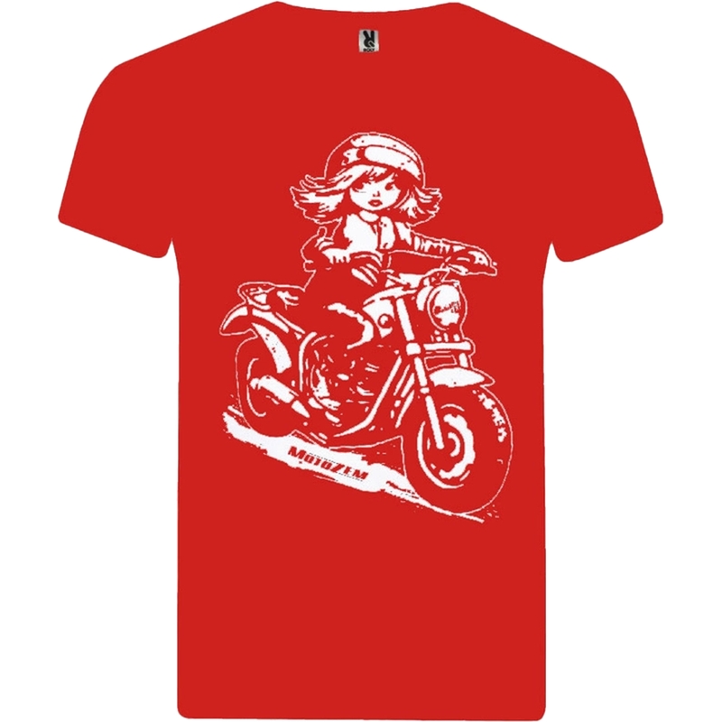Dětské dívčí triko MotoZem - Motorkářka červené