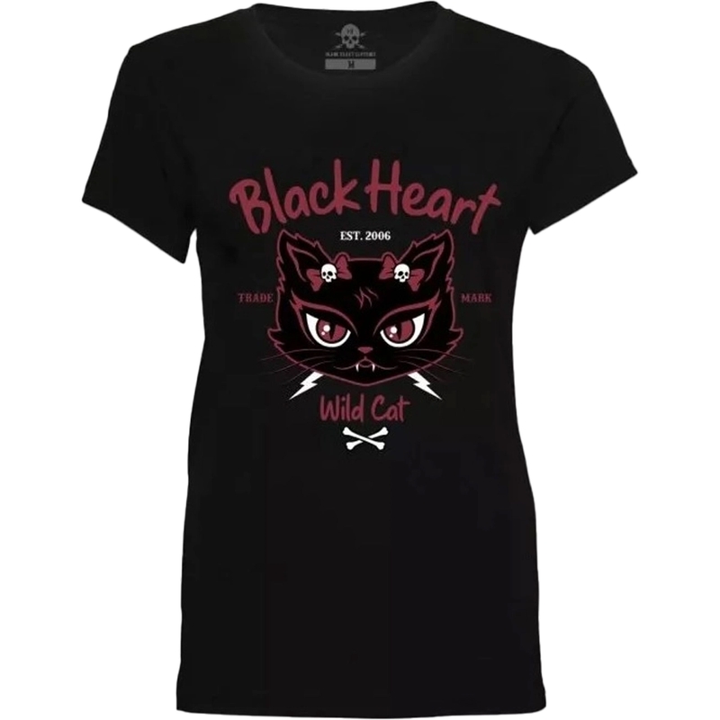 Dámské triko Black Heart Wild Cat černé