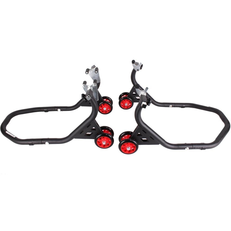 Sada moto stojanů R-TECH EVO (přední + zadní s kolečky)
