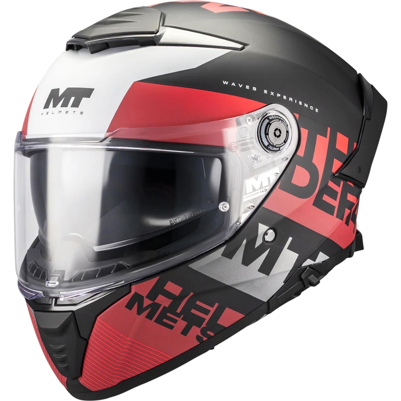 Integrální helma na motorku MT Thunder 4 SV Waves B5 matná černo-červená