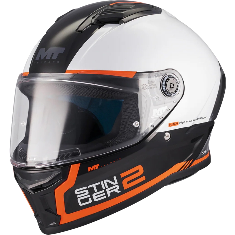 Integrální helma na motorku MT Stinger 2 Core B0 bílo-černo-oranžová