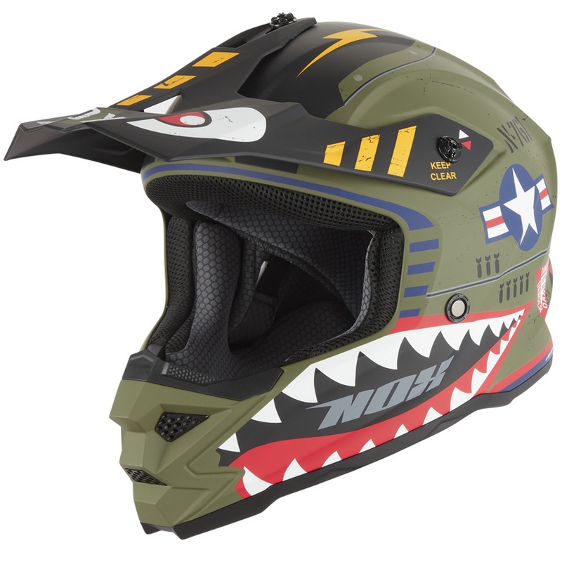 Dětská motokrosová helma NOX N761 Fly Fighter khaki-vícebarevná