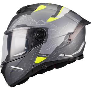 Výklopná helma na motorku MT Atom 2 SV Highlands E2 matná černo-šedo-fluo žlutá
