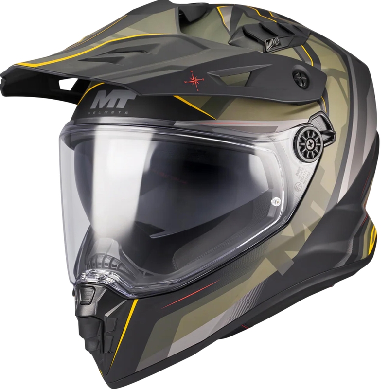 Enduro helma na motorku MT Track SV Questor B6 matná černo-zeleno-hnědo-fluo žlutá