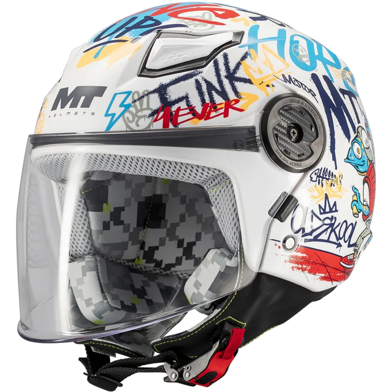 Dětská otevřená helma na motorku MT Lite Crew A5 bílo-modro-červená