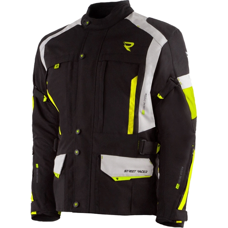 Bunda na motorku Street Racer Hilax černo-šedo-fluo žlutá