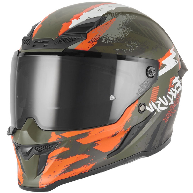 Integrální helma na motorku NOX Exklusiv Goliath Cut´D matná khaki-oranžová