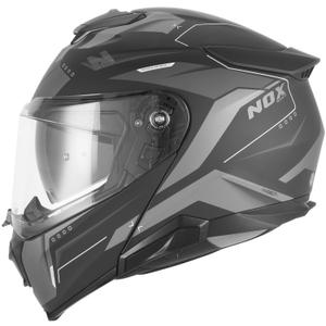 Výklopná helma na motorku NOX N967 Conquer matná černo-stříbrná