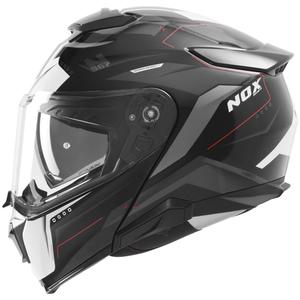 Výklopná helma na motorku NOX N967 Conquer matná černo-bílo-červená