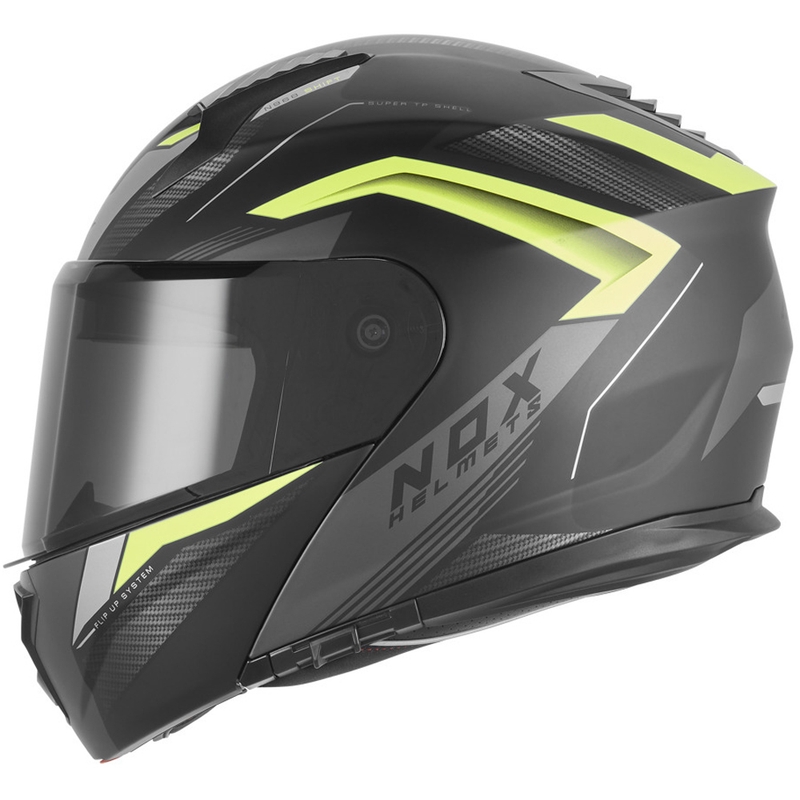 Výklopná helma na motorku NOX N968 Shift matná černo-fluo žlutá