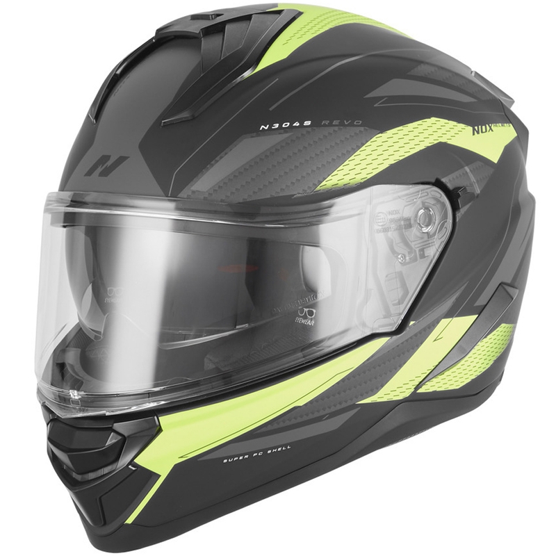 Integrální helma na motorku NOX N304-S REVO matná černo-fluo žlutá