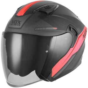 Otevřená helma na motorku NOX N130 EKTO matná černo-červená