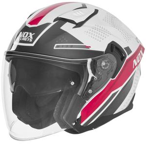 Otevřená helma na motorku NOX N130 EKTO bílo-růžová