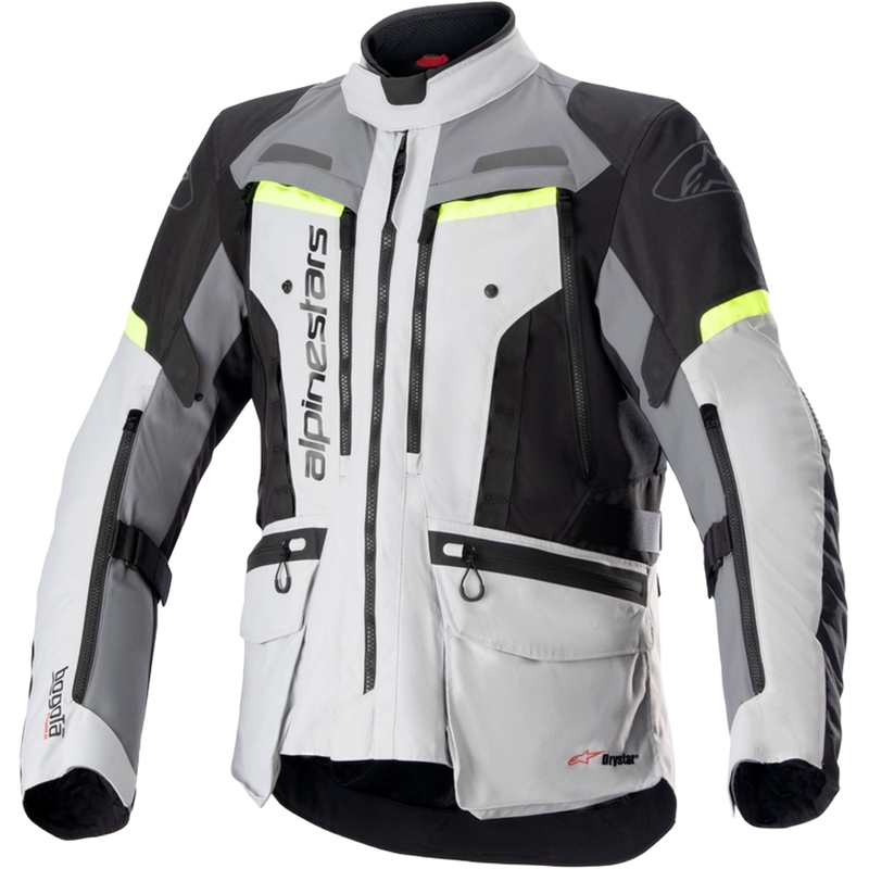 Bunda na motorku Alpinestars Bogota PRO Drystar šedo-černo-fluo žlutá