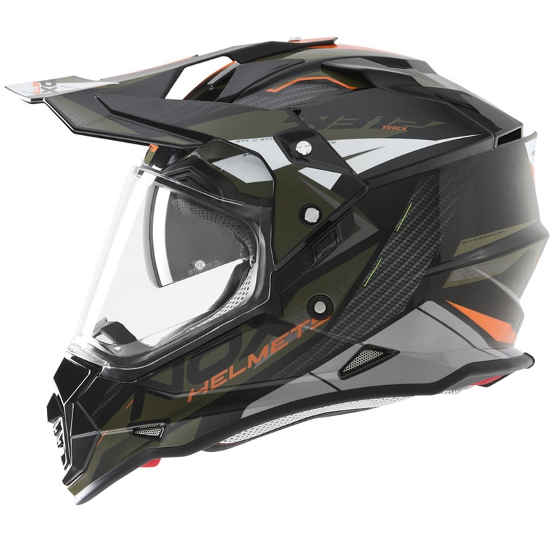 Enduro helma na motorku NOX N312 Track khaki-oranžová