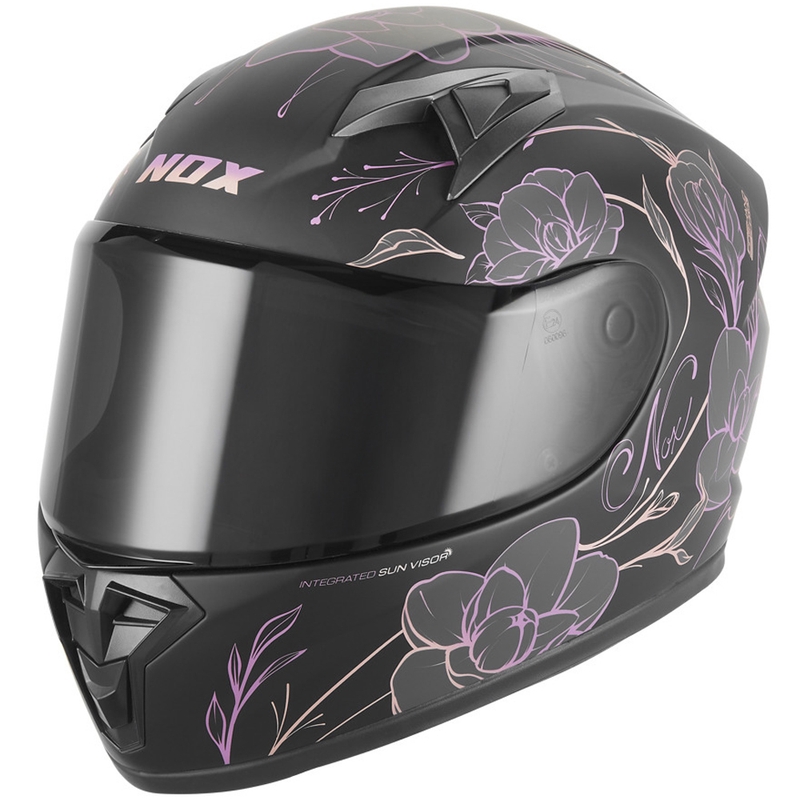 Dětská integrální helma na motorku NOX N731 Spring matná černo-růžová